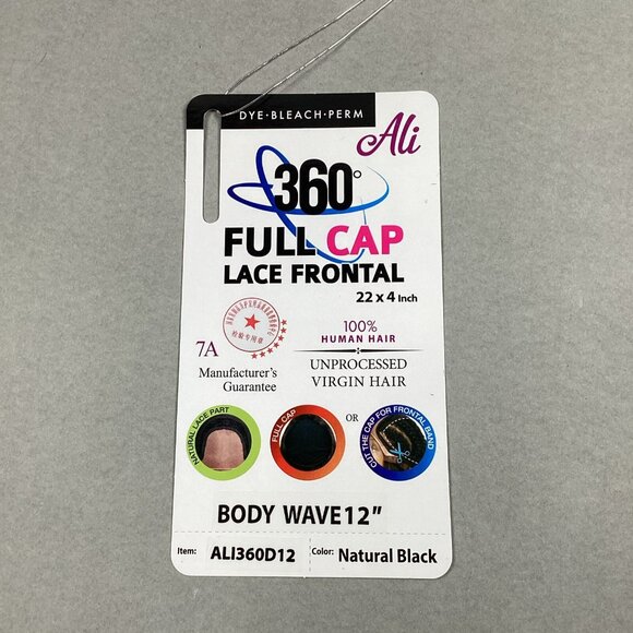 Body Wave 12” #Natural Black 100% Human Hair 360° Full Cap Lace Frontal - Picture 9 of 11